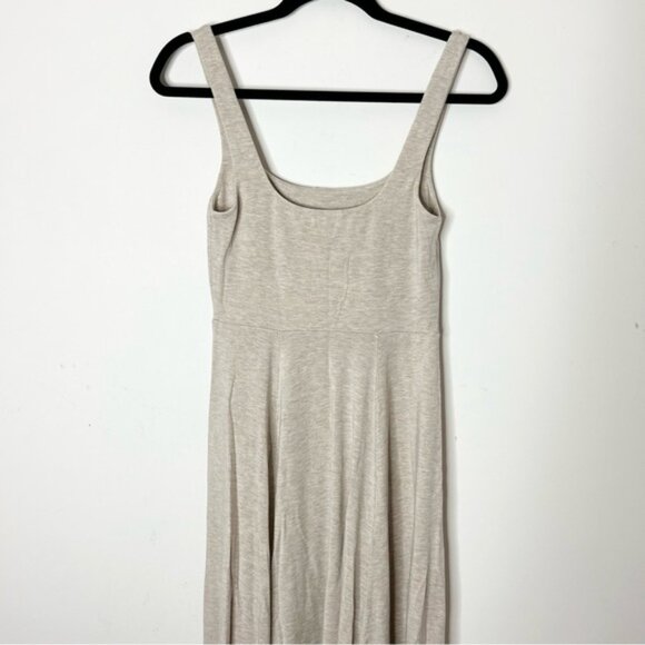 ARITZIA WILFRED Market Slit Dress Square neck Midi Tank jersey beige Size Small - Picture 6 of 15
